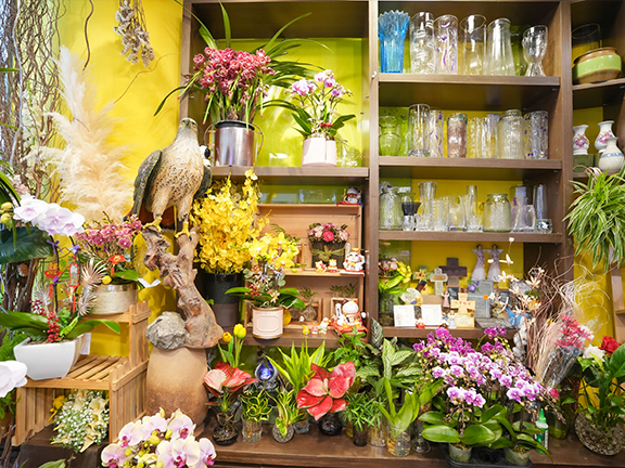 Flower Land has a warm, colourful interior.