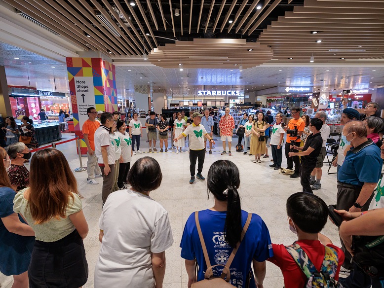 Elderly actors led the audience in theatre games after wrapping up their tour performance at AMK Hub.