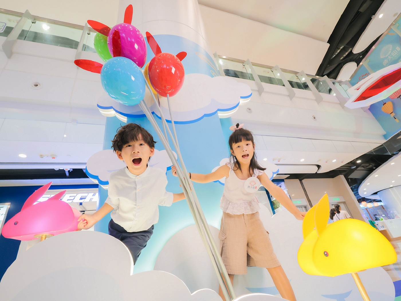 Rabbit-themed installations are popular among children.