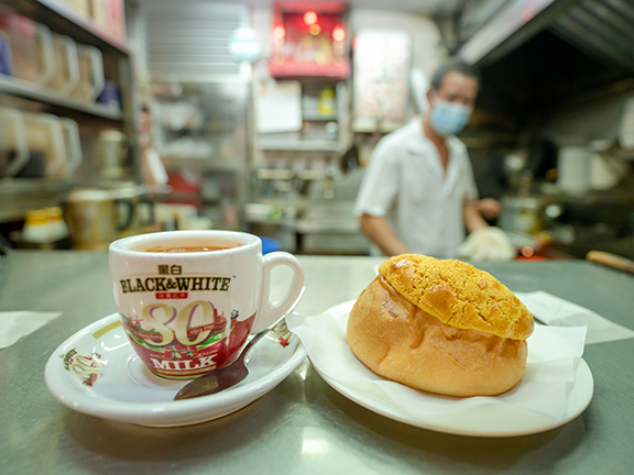 The café’s signature pineapple bun with butter holds its own among the vast interpretations by other traditional Hong Kong cafés.