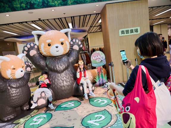 The red panda installation has become a favourite photo spot for children and parents alike.