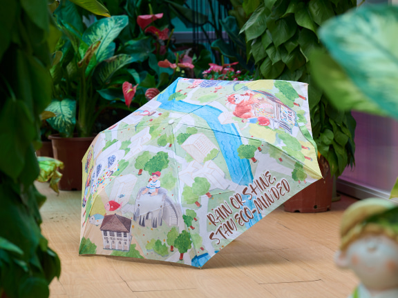 The umbrella is filled with nature’s artistry.  